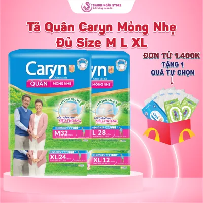 Tã Quần Caryn Mỏng Nhẹ Hương Bạc Hà Siêu Thoáng Đủ Size M32 L28 XL24 - Bỉm Tã Người Già - Thanh Ngân Stoer