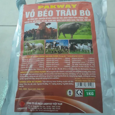 Vỗ béo trâu bò 1kg Bổ sung vitamin khoáng chất cho trâu bò, bung đùi, kích thích miễn dịch