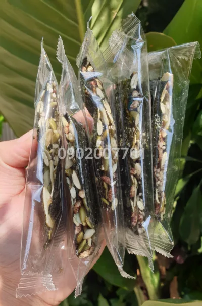 Rong biển kẹp hạt dinh dưỡng - Bao Bì Từng Miếng - rong biển sấy kẹp ngũ cốc thơm ngon- tốt cho- đồ ăn vặt