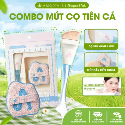 Combo Cọ Mút Tán Kem Nền Amortals Cọ Trang Điểm Cá Nhân Tiên Cá Mềm Mại Tán Nền, Cushion