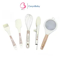 Bộ Rây Chế Biến Babyboo 5 Chi Tiết gồm rây cháo cán gỗ, đánh bột, phới, chổi, kẹp gắp tiện lợi cho mẹ và bé CarynLAZADA