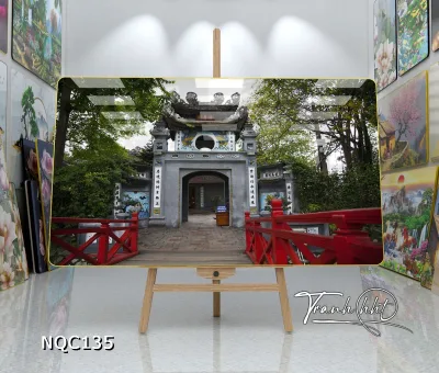 Hanoi Painting of Ngoc Son Temple Gate with Mirror Finish for Wall Hanging Nqc135