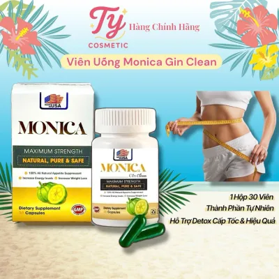 **Che Tên** Viên Uống Giảm Cân Đốt Mỡ Siết Cơ Tan Mỡ Cấp Tốc Monica Gin Clean Maximum Strength 30 Viên Chính Hãng Mỹ