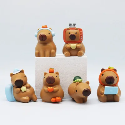 6 Chiếc 6.5cm Dễ Thương Capybara Hình Mô Phỏng Capibara Mẫu Trang Trí Nhà Cửa Trẻ Em Quà Tặng Nhân Vật Hoạt Hình Sưu Tập Đồ Chơi Mô Hình Pvc
