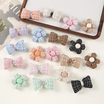 Vải Lanh Cotton Kẻ Sọc Handmade Năm Cánh Hoa Đầy Cotton Nơ Phụ Kiện Trang Sức diy Phụ Kiện Tóc Trâm Chất Liệu WO