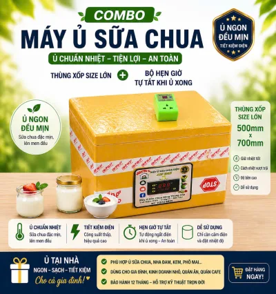 Combo of Yogurt Maker + Large Size Foam Box 500mm X 700mm + Timer That Automatically Turns Off When the Yogurt Is Ready (Makes Large Quantities)