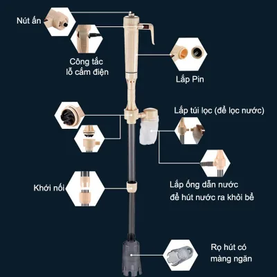 Máy vệ sinh chạy điện và pin cho hồ cá cảnh, thủy sinh