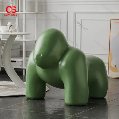 Gorilla Chair Made of Solid Molded Plastic, Animal-Shaped Stool, Decorative Accessories (Sku 808)