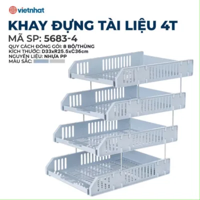 Khay để tài liệu sách vở 3-4 tầng nhựa Việt Nhật. Kệ đựng tài liệu A4 văn phòng nhiều ngăn tiện dụng