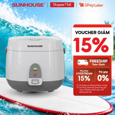 Nồi cơm điện 1.8L Sunhouse SHD8611- Lòng nồi: 1mm, chống dính 2 lớp vân đá, 4-6 người dùng - Sản xuất tại Việt Nam