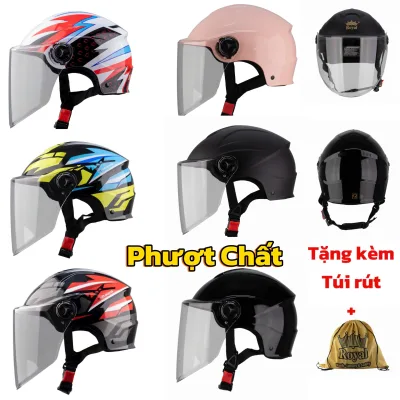 Genuine Royal M389 Half-Face Helmet with Long Visor, Good Protection, Many Colors - Half-Face Helmet with High-Quality Visor, 12-Month Warranty