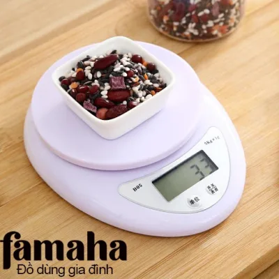 Cân điện tử nhà bếp loại 5kg, cân tiểu ly nhà bếp mini cân thức ăn nguyên liệu làm bánh tiện ích FAMAHA