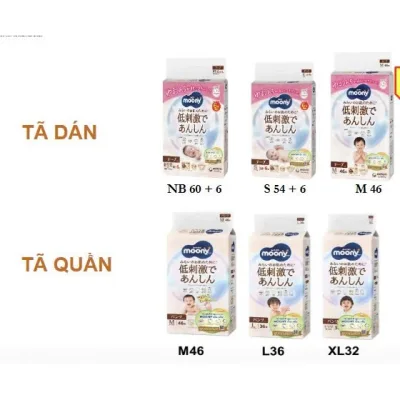 Tã Bỉm dán, tã Bỉm quần Moony Dịu Nhẹ, Moony Natural, Moony trắng siêu cao cấp cho Bé