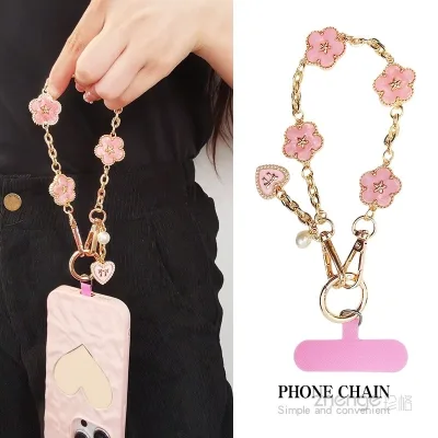 Dây đeo điện thoại bằng kim loại cho phụ nữ, kiểu dáng Ins, trang trí treo tay, dây treo điện thoại ngoài trời, dây đeo điện thoại ngắn, ốp điện thoại đa năng