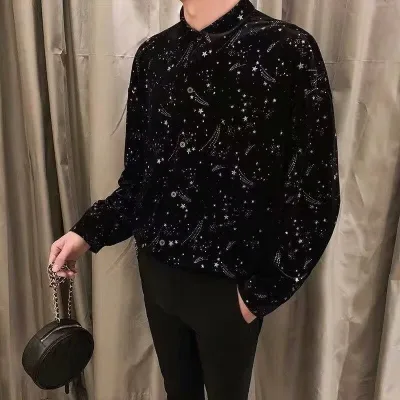 Áo sơ mi tay dài dáng rộng phong cách thời trang harajuku cho nam giới simple áo sơ mi nam dài tay hàn quốc áo sơ mi kiểu nam fashion top áo thời trang nam