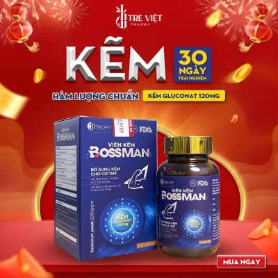 Hộp 3 lọ Kẽm BOSS MAN bổ sung khoáng kẽm, hỗ trợ tăng cường sức khỏe, giảm rụng tóc, tăng sức đề kháng