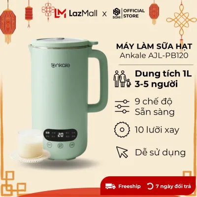 Máy làm sữa hạt AJL - PB120, máy nấu sữa hạt đa năng 9 chế độ, công suất lớn, dung tích 1000ml, BH 12 tháng