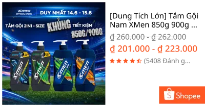 [Dung Tích Lớn] Tắm Gội Nam XMen 850g 900g Amazon/Vegas/Wood/Fire - Hương Nước Hoa Phong Trần Nam Tính