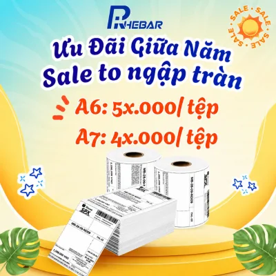 RHEBAR – Giấy In Nhiệt A7,A6- In Tem Giao Hàng, In Đơn Hàng Vận Chuyển – Không Cần Mực, Có Sẵn Keo