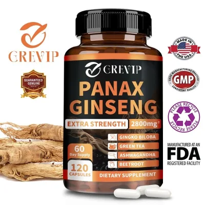 Thực phẩm bổ sung nhân sâm - Hỗ trợ năng lượng, sức sống và khả năng miễn dịch, 120 viên nang, sản xuất tại Hoa Kỳ
