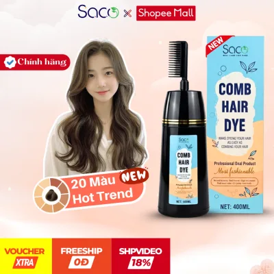 Lược nhuộm tóc chính hãng SACO (400ml), dầu gội nhuộm tóc thành phần kết hợp thảo dược thiên nhiên, lên màu nhanh