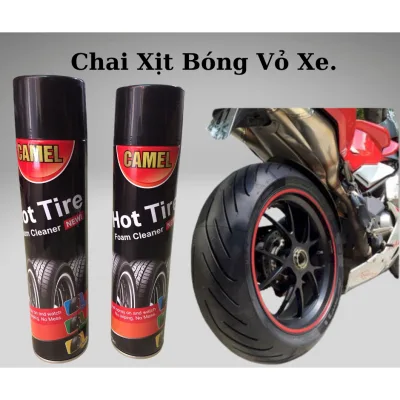 Chai Xịt Bóng Vỏ Xe Oto, Xe Máy, Làm Đen Lốp, Bảo Dưỡng Cao Su, Phục Hồi Nhựa Nhám...Thương Hiệu CAMEL HOT TIRE 650ML.