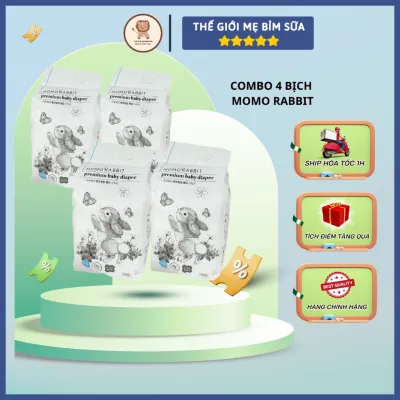 Combo 4 Bịch Bỉm Momo Rabbit Cao Cấp, Bỉm Momorabbit Nội Địa Hàn Mỏng Thoáng - thegioimebimsua