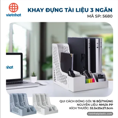 Khay Kệ dựng tài liệu văn phòng 3 ngăn xinh xắn Việt Nhật Giá đựng sách để bàn decor bàn học nhựa việt nhật