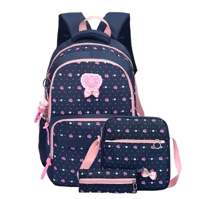 3pcs / bộ Túi trường học trẻ em cho cô gái Ba lô Học sinh trẻ em Teenage SchoolBag Túi sách chỉnh hình