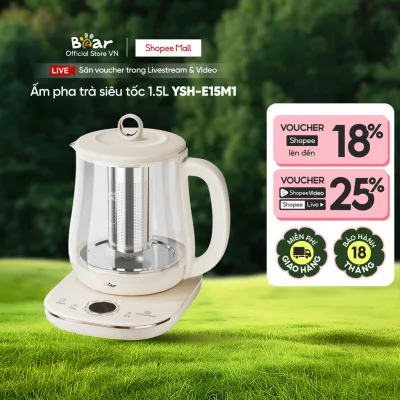 Ấm Đun Pha Trà 1.5L Siêu Tốc Bear YSH-E15M1 - Hàng Chính Hãng