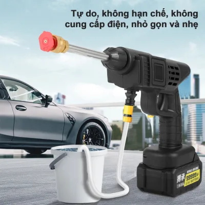 Máy Rửa Xe Dùng Pin Đa Năng - Lực Xịt Mạnh Cho Bảo Dưỡng Toàn Diện: Ô Tô, Xe Máy, Vệ Sinh Nhà Cửa. Giao Hàng Toàn Quốc