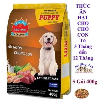 Combo 5 Gói Thức ăn hạt cho Chó con PRO-DOG PUPPY Gói 400g Xuất xứ Pro-Pet Việt Nam Dinh dưỡng hoàn chỉnh cho Chó