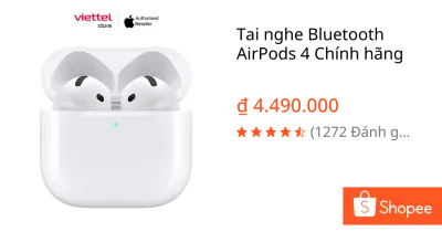 Tai nghe Bluetooth AirPods 4 Chính hãng