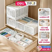 Hộp Nhựa Chia Ngăn DELI Có Thể Tháo Rời Xếp Chồng -Khay Nhựa Chia Ngăn Đựng Quần Áo Đồ
