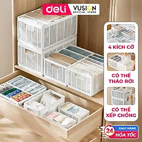 Hộp Nhựa Chia Ngăn DELI Có Thể Tháo Rời Xếp Chồng -Khay Nhựa Chia Ngăn Đựng Quần Áo Đồ