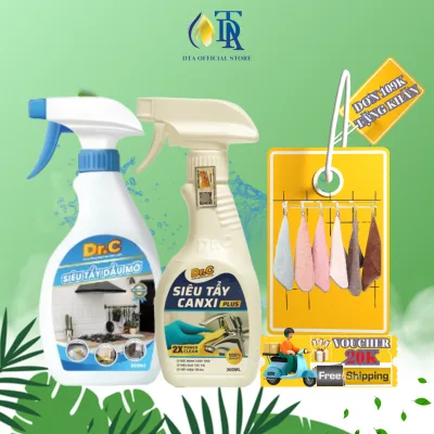 Combo Multi-Purpose Kitchen Cleaner, Super Clean Pot and Pan Cleaner + Bathroom Calcium Scale Remover, Shower Glass Cleaner Plus Dr.C [Free Brush]