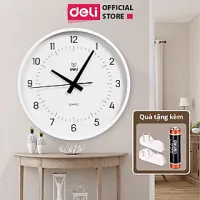 Đồng hồ treo tường 12 inches kim trôi không ồn phong cách tối giản minimalism Deli trang trí phòng khách