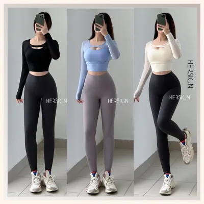 Hersign Women's Yoga Set High-Quality Women's Gym Clothes Long-Sleeved Shirt and Long Pants Smixc28L39B Hersign Ease Collection