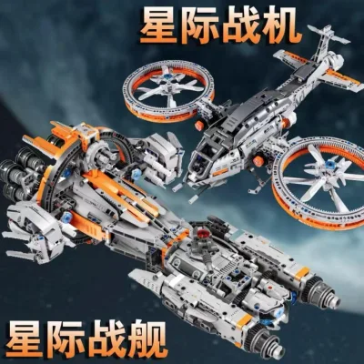 Space Battleship & Spaceship Assembly Set, Assembly Toys for Boys - Compatible with Lego