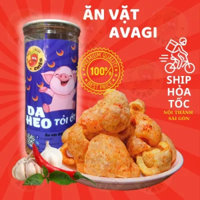 Da heo cháy tỏi ớt chiên giòn mắm tỏi 160g đồ ăn vặt Ghiền AVAGI vừa ngon vừa rẻ nhà AVAGI