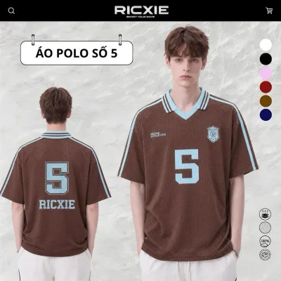 RICXIE Áo Thun Lưới Nam Nữ Số 5 Oversize Phối Bóng Chiếu Cao Cấp Tốp Áo Thể Thao Basic Hottrend Casual
