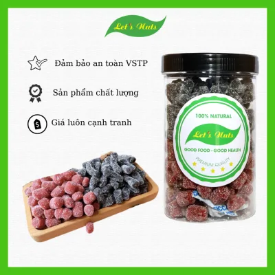 Kẹo dâu tây dâu tằm, đặc sản Đà Lạt Let's Nuts túi 1kg, đồ ăn vặt tuổi thơ ngọt dẻo, thơm ngon, dành cho hội nhóm, gia đình