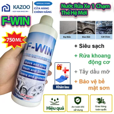 Dung Dịch Rửa Xe F-Win 750ml Rửa Xe 1 Chạm One Touch Clean - Nước Tẩy Rửa Xe Bọt Tuyết Chăm Sóc Xe Máy Ô Tô Tặng Kèm Khăn Lau