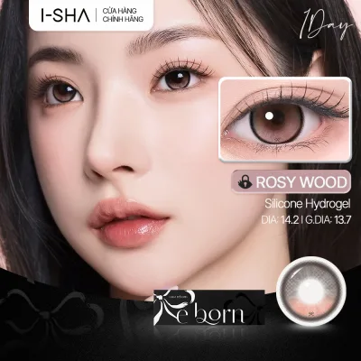 Kính áp tròng I-Sha Reborn 1Day Rosy Wood lens Silicone Hydrogel 14.2mm
