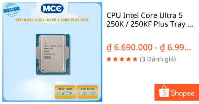 CPU Intel Core Ultra 5 250K / 250KF Plus Tray NEW ( Full VAT )