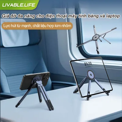 Multi-Purpose Stand – Supports Phones, Tablets and Laptops, Aluminum Alloy, Super Strong Magnet, Firmly Adheres, Easy to Carry