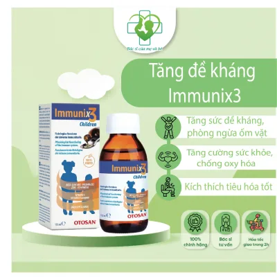 Siro Immunix3 Children - Bổ sung vitamin và khoáng chất, hỗ trợ tăng cường sức đề kháng, hệ miễn dịch cho trẻ Chai 150ml