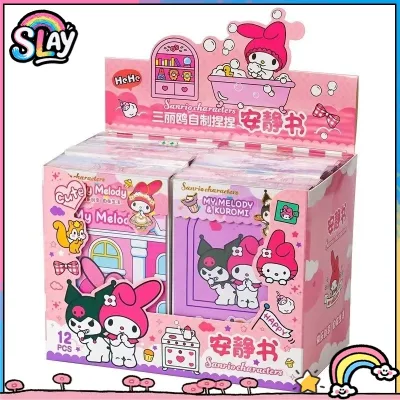 Sách dán sticker handmade DIY mới cho trẻ em,dễ thươngđồ chơi nhân vật hoạt hình Kuromi Melody,sách yên tĩnh cho trẻ em.