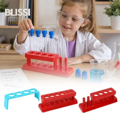 BLISSI Kệ thí nghiệm, Giá đỡ ống nghiệm 4 / 6 lỗ thực tế, Thiết bị giảng dạy thiết kế màu đỏ bằng nhựa đa năng Cung cấp phòng thí nghiệm