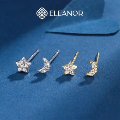 Bông tai nữ chuôi bạc 925 Eleanor Accessories ngôi sao đính đá phụ kiện trang sức khuyên tai 10478